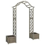Pergola de jardin avec jardini�re gris bois pin massif