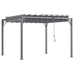 Pergola lames orientables dim. 29l x 295l x 213h m structure alu. acier poxy polyester gris 290x295x213cm ...