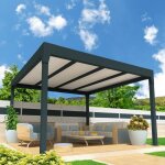 Pergola plaques isotoit - ombrazur - modern �lot - aluminium - gris anthracite - 5. 02x4. 00m