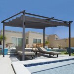 Idmarket pergola toit r�tractable 4 pieds 3x4 m tonnelle gris anthracite