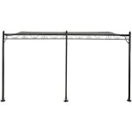 Pergola tonnelle adoss�e en m�tal - 3 x 4 m - gris