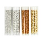 Perle rocaille tubes 8 g argent� dor� 4 pi�ces