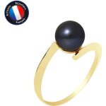 Bague - perlinea - vritable perle de culture 7 - 8 mm - colori black tahiti - or jaune - femme