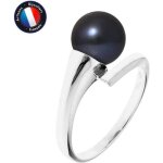 Bague - perlinea - vritable perle de culture 8 - 9 mm - noir tahiti - or blanc - femme