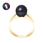 Bague - perlinea - v�ritable perle de culture 8 - 9 mm - colori black tahiti - or jaune - femme