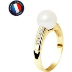 Bague - perlinea - perle de culture deau douce 8 - 9 mm - or jaune - diamant - femme