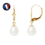 Boucles doreilles - perlinea - vritables perles deau douce 7 - 8 mm - or jaune - dormeuses - aaa +