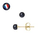 Boucles doreilles - perlinea - véritables perles de culture noires 4 - 5 mm - or jaune 9 cts - garantie ... Boucles doreilles - perlinea - véritables perles de culture noires 4 - 5 mm - or jaune 9 cts - garantie ...