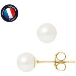 Boucles doreilles - perlinea - v�ritables perles deau douce 6 - 7 mm - or jaune 9 cts - garantie 2 ans ...