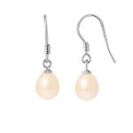 Perlinea - boucles doreilles - vritables perles de culture deau douce rose naturel - argent 925 millimes ...