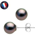 Boucles doreilles - perlinea - v�ritables perles de culture de tahiti - 8 - 9 mm - or blanc - aaa +