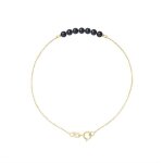 Bracelet - perlinea - 7 perles de culture deau douce - or jaune - longueur 18 cm - black tahiti