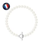 Perlinea - bracelet - v�ritable perle de culture deau douce semi - ronde 6 - 7 mm blanc naturel - fermoir ...