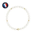 Bracelet - perlinea - vritable perle de culture 4 - 5 mm - or jaune - longueur 18 cm - qualit aaa + ...