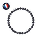 Bracelet - perlinea - v�ritable perle de culture deau douce 5 - 6 mm - noir - �lastique haute r�sistance ...