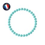 Perlinea - bracelet - v�ritable perle de culture deau douce ronde 5 - 6 mm bleu turquoise - elastique ...