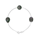 Bracelet - perlinea - v�ritables perles de culture de tahiti 9 - 10 mm - argent 925 - 18 cm - femme