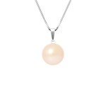 Perlinea - collier perle de culture deau douce aaa + - bouton 9 - 10 mm - rose naturel - argent 925 millimes ...