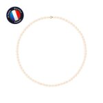 Collier - perlinea - perle de culture deau douce aaa + - 5 - 6 mm - rose naturel - or jaune 9 cts