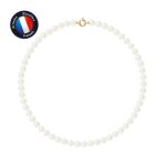 Collier - perlinea - perle de culture deau douce - 8 - 9 mm - blanc naturel - or jaune 9 cts