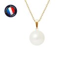 Pendentif - perlinea - v�ritable perle de culture deau douce 9 - 10 mm - or jaune - cha�ne 42 cm