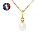 Pendentif - perlinea - vritable perle de culture deau douce 5 - 6 mm - or jaune - chane 42 cm