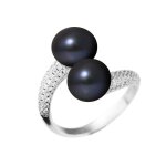 Bijou femme - perlinea - toi & moi - perles de culture 8 - 9 mm - argent 925 - oxyde de zirconium