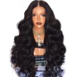 Perruque cheveux longs ondul�s 70 cm noir - inf - fibres synth�tiques r�sistantes � la chaleur