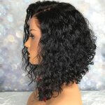 Perruque de cheveux naturels boucls courts avant de lacet extensible pour les femmes maquillage beaut ...