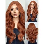 Perruque femme - inf - longue ondul�e - couleur orange - fibre synth�tique - toucher soyeux
