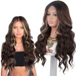 Perruque femme longue boucl�e ondul�e - amoune - 65cm - brun