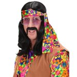 Perruque hippie noire homme ann�es 60 / hippie