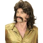 Perruque et moustache disco annes 70 brunes homme annes 70 / disco