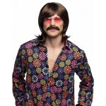 Perruque et moustache marron homme