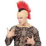 Perruque punk crte rouge - widmann - adulte - coupe inspire du mouvement punk