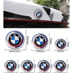 Kit 7 pi�ces insignes bmw 50e anniversaire - logos capot 82mm coffre 74mm volant 45mm 4 caches - moyeu ...