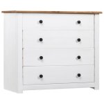 Petit meuble compl�ment - vidaxl - armoire lat�rale - bois massif - 4 tiroirs - blanc 80x40x73 cm