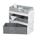 Petit meuble - roba - �tag�re de rangement miffy� avec 5 bo�tes en tissu - gris / blanc