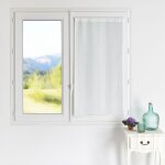 Petit voilage droit uni � rayures fantaisie blanc 90x210 cm