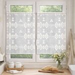 Petit voilage de fen�tre broderie triangle blanc 70x220 cm