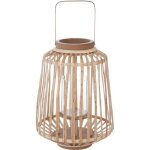 Lanterne bois rattan d25xh35cm naturel beige ivoire crme cru naturel taupe