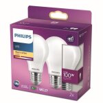 Philips ampoule led equivalent100w e27 blanc chaud non dimmable verre lot de 2