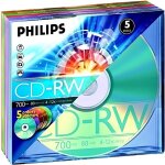 Philips - pack cd - rw - 700 mo - 4 - 12x - 5 pices en jewel cases