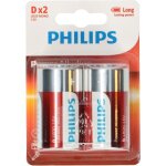 Pack de 2 piles philips power alkaline d lr20