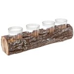 Photophore 4 bougies marron glacé 32cm naturel Photophore 4 bougies marron glacé 32cm naturel