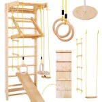 Physionics set despalier sudois - max. 150kg bois barre de traction / balanoire  disque / trapze ...