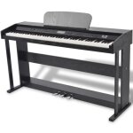 Piano avec 88 touches avec pédales noir panneau en mélamine Piano avec 88 touches avec pédales noir panneau en mélamine