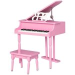 Piano � queue enfant en bois 30 touches - tabouret et pupitre inclus - mdf rose