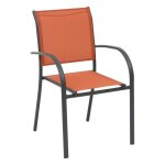 Fauteuil de jardin empilable piazza ambre & graphite en aluminium trait� en epoxy - hesp�ride