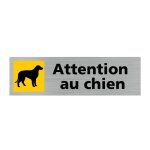 Plaque de porte - signaletique. biz france - attention au chien - gris - m�tal - artisanal